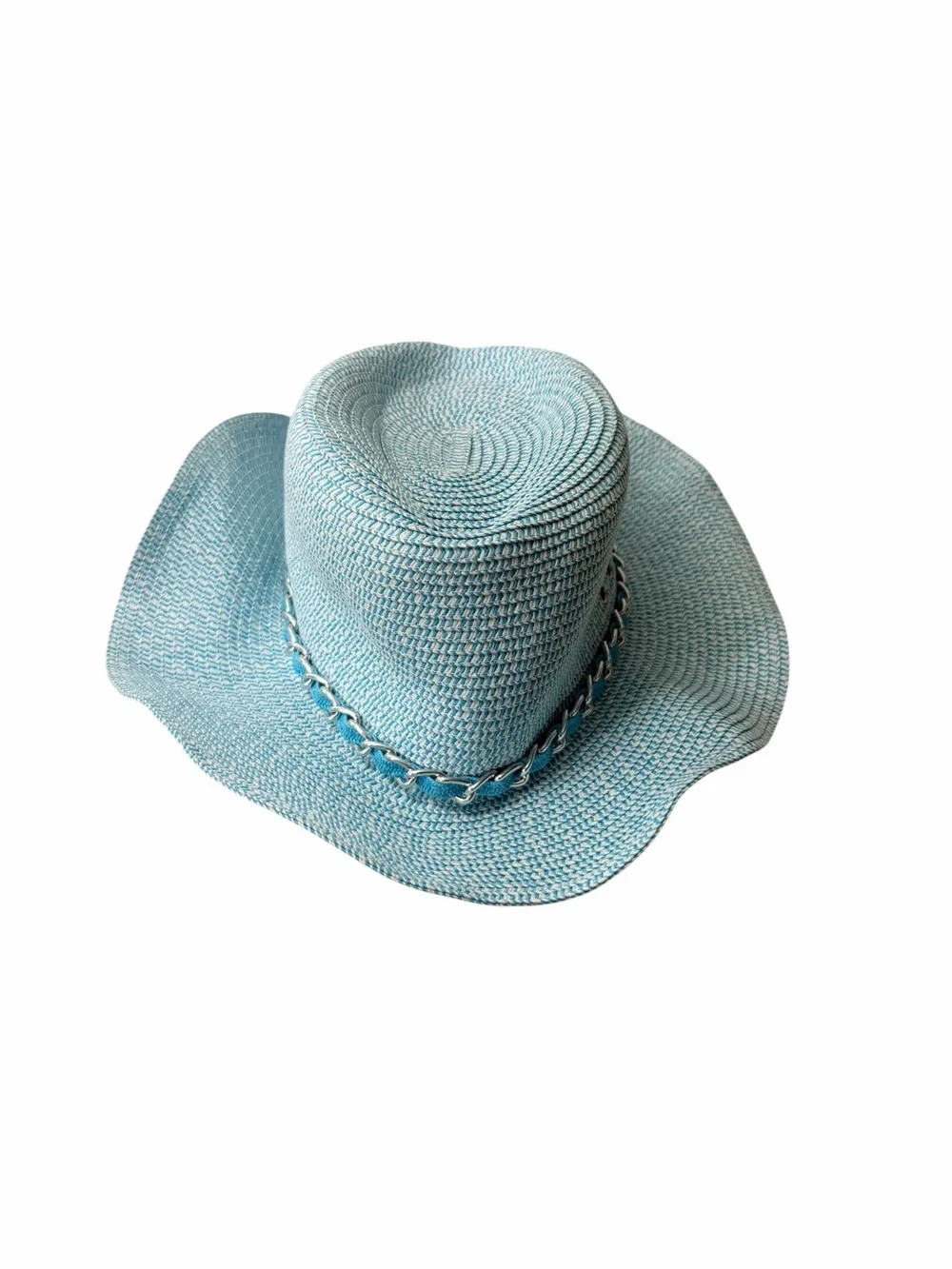 Physician Endorsed Beth UPF 50+ Convertible Cowboy Sun Hat Aqua Silver Chain One